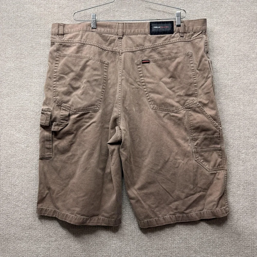 FUBU The Collection Cargo Shorts Mens 46‎ Brown Canvas Utility Big Tall Relaxed